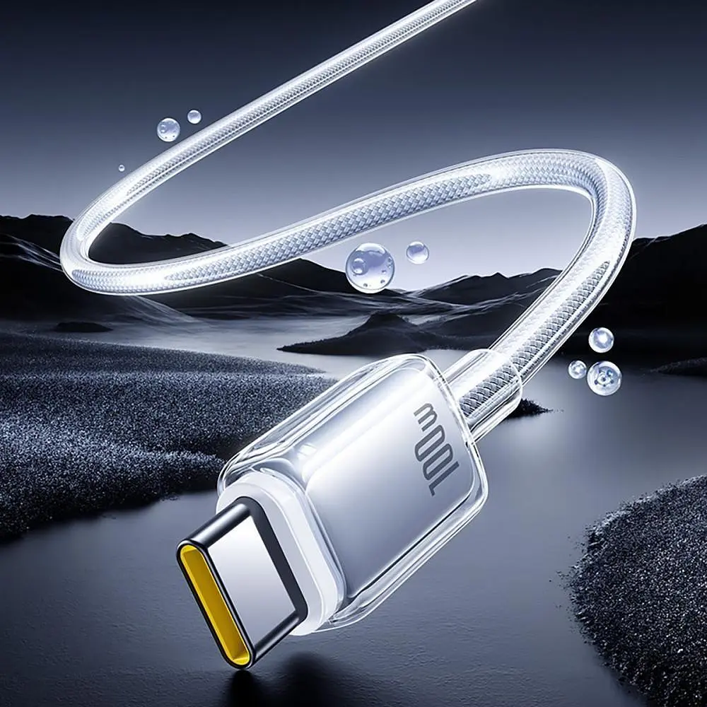 Кабель Baseus Crystal Fast Charging Data USB to Type-C (Car Charging Supported) 100W/7.5W (2m) white (E0427901) - фото 3