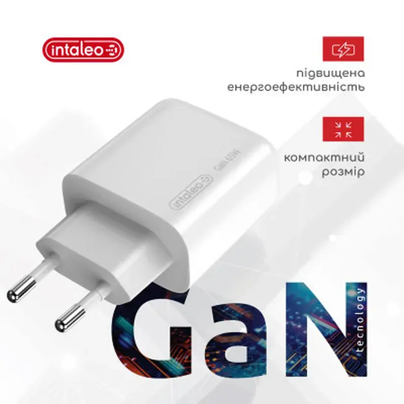 Зарядний пристрій Intaleo 65W GAN 2USB-C PD+USB-A QC 3.0 white (1283126559525) - фото 2