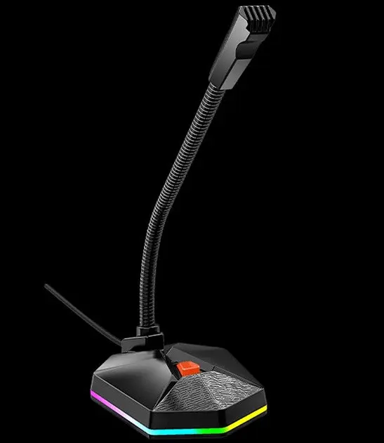 Настольный USB-микрофон MeeTion MT-MC13 с подсветкой RGB 5В Гусиная шея на 360 градусов Черный - фото 3