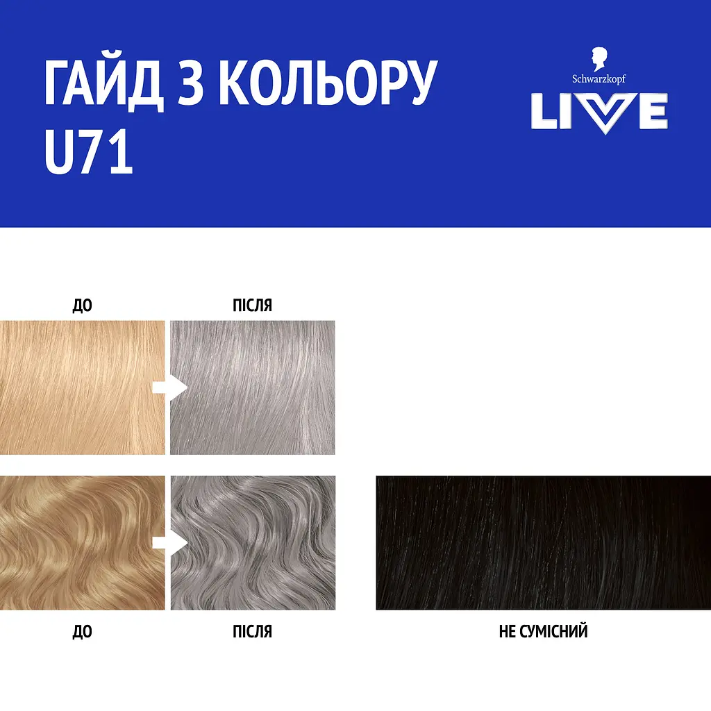Фарба для волосся Schwarzkopf Live Urban Metallics U71 Metallic Silver - фото 5