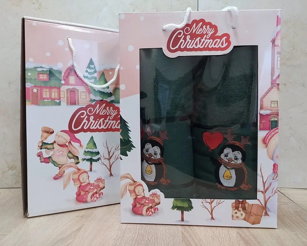 Набір новорічних рушників Gulcan 50x90+70х140 Merry Christmas Green - фото 6