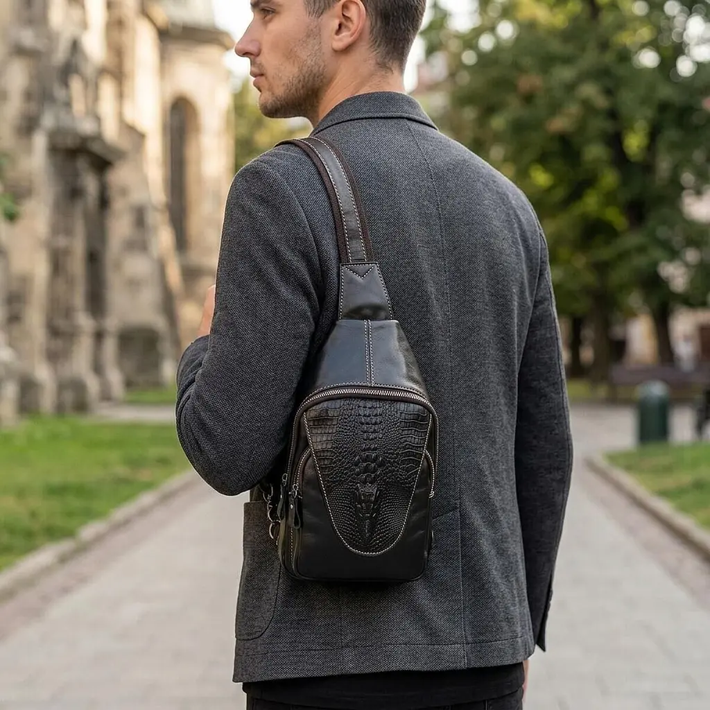 Сумка чоловіча на плечі 14760 Vintage чорна - фото 2