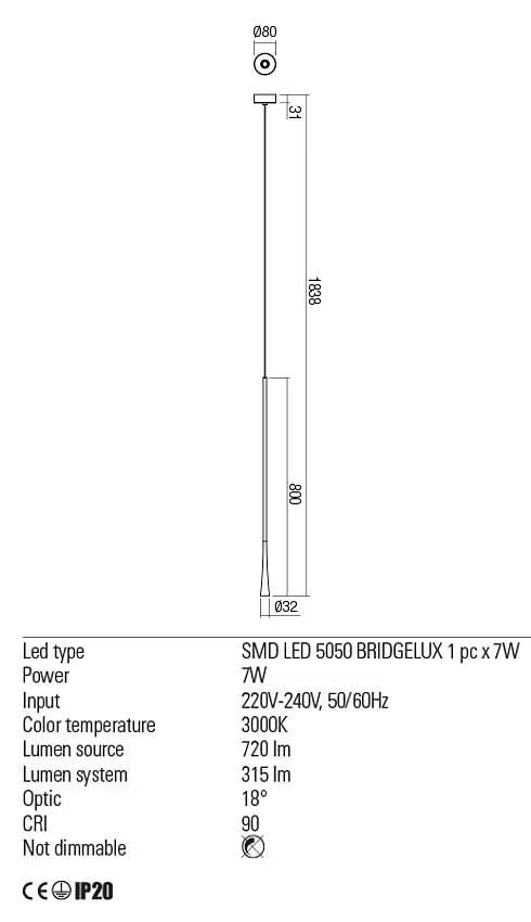 Подвесной светильник Redo ITO SU LED 800 7W 3000K BRASS (5.1.2) 01-2355 - фото 3