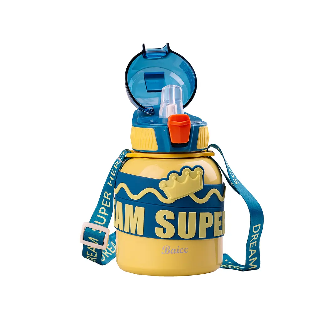 Термос детский Happy Life Super Hero Dream HPGM8852Y с ремешком 560 мл, желтый - фото 2