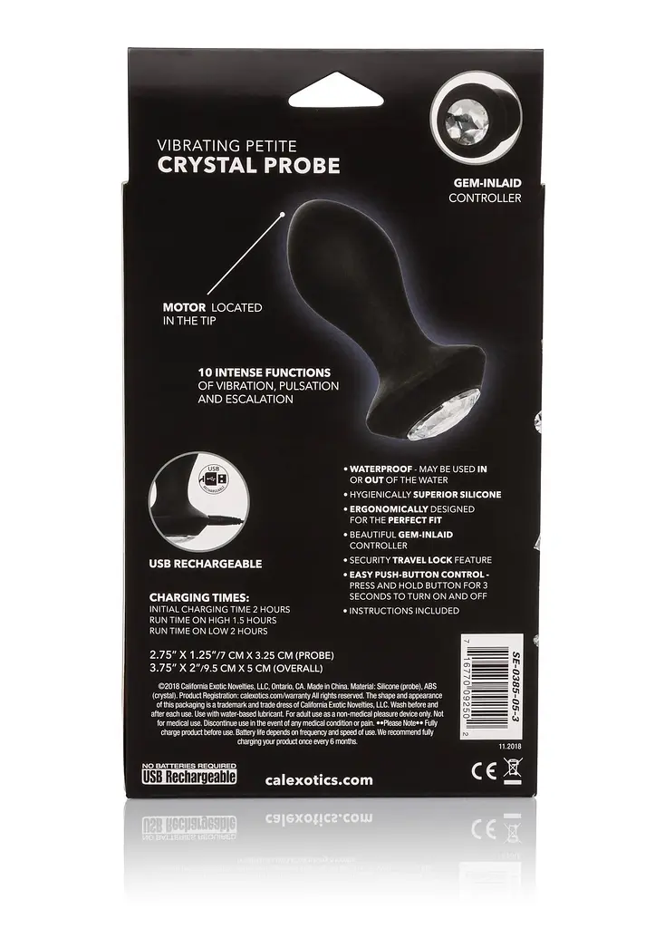 Анальна пробка Calexotics Petite Crystal Probe, 9.5 см (чорний) - фото 10