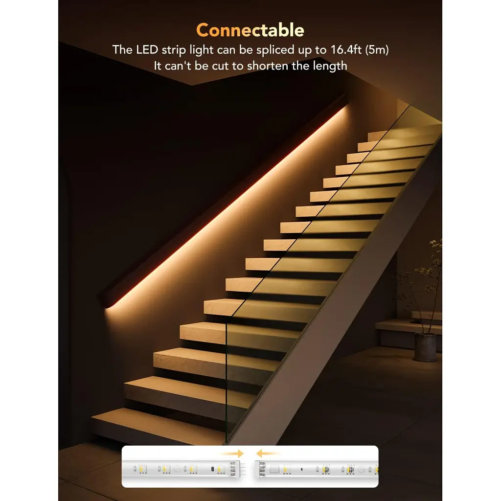Світлодіодна стрічка Govee H100E LED Compatible extension of H61E1, 1.0m, RGBIC , WI-FI/Bluetooth, white (H100E0D1) - фото 8