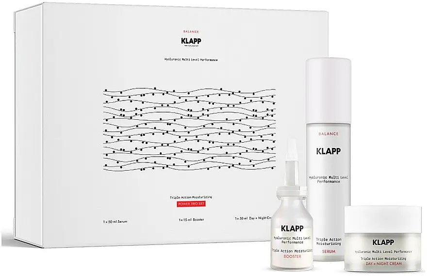 Набор Klapp Triple Action Moisturizing Power Trio Set: крем 50 мл + сыворотка 50 мл + бустер 15 мл - фото 3
