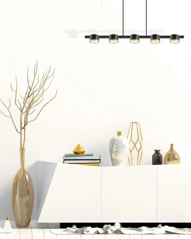 Подвесной светильник, люстра над столом, барной стойкой Goldlux 328076 Mirella GX53 5x6W 4000K 660Lm IP20 Черный - фото 3