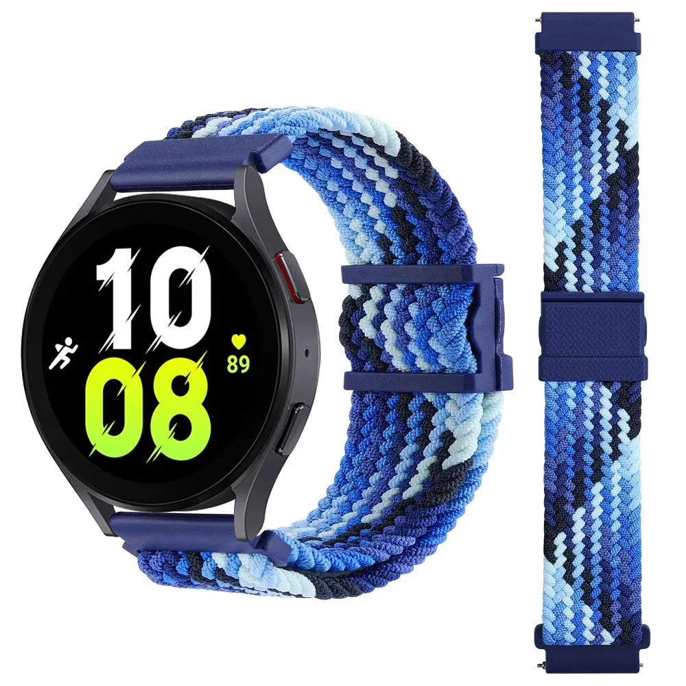 Нейлоновий ремінець Universal 20 mm Elastic Adjustment Samsung/Amazfit/Huawei Colorful Blue - фото 3