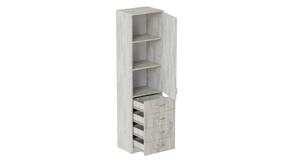 Пенал Анжело Ferrum-decor на 3 полиці з дверима та 4 ящиками 1900x500x380 ДСП Бетон 16 мм (FRD-104970) - фото 2