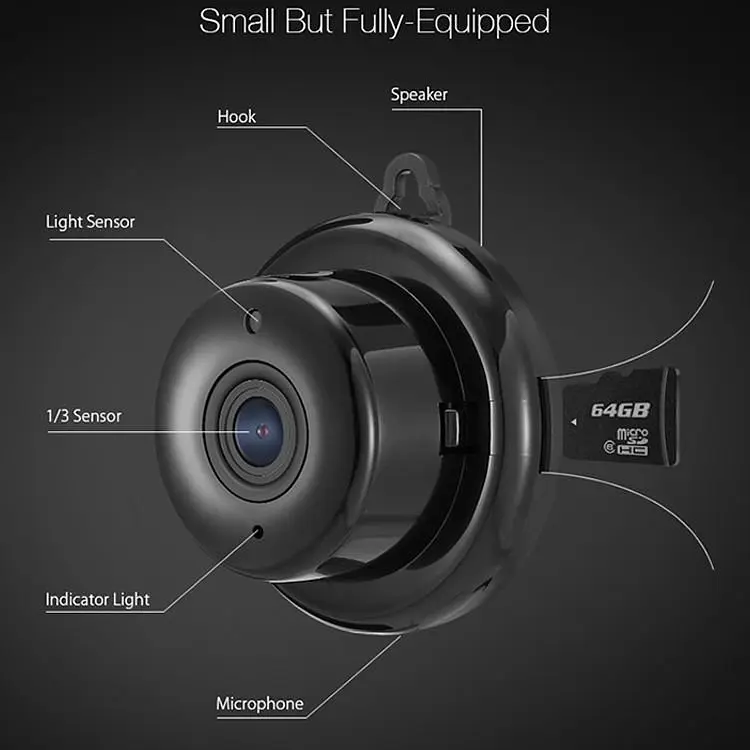 Мини wifi камера IP Konlen KL-Q2, беспроводная, 2 Мп, 1080P, SD карта до 128 Гб, без аккумулятора (100205) - фото 5