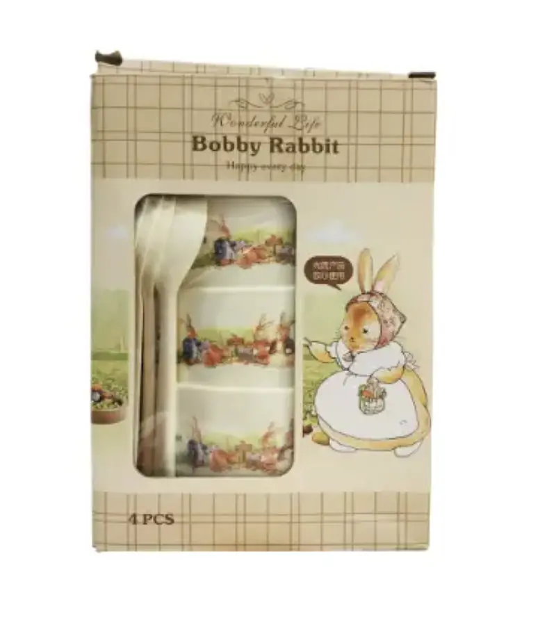Дитячий набір посуду Bobby Rabbit 4 тарілки з ложечками - набір дитячих тарілок Bobby Rabbit - фото 4
