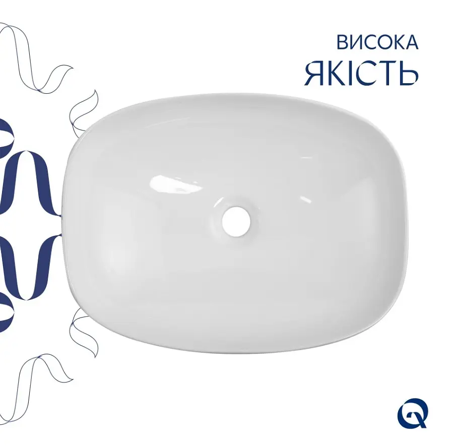 Раковина накладна Qtap Cardinal, Marble, прямокутна, з донним клапаном QTCAR188MR49826 - фото 3