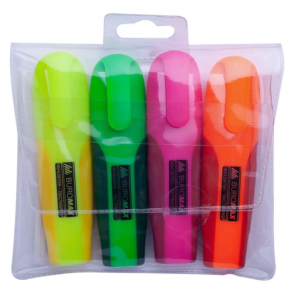 Набір маркерів Buromax highlighter pen, NEON, chisel tip, SET 4 colors (BM.8904-84) - фото 3