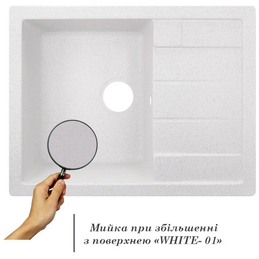 Кухонная мойка Lidz 650x500/200 WHI-01 белая (LIDZWHI01650500200) - фото 4