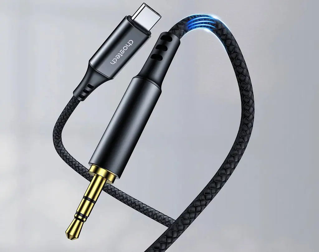 Кабель AUX Type-C - TRS Audio M/M 1.0 м DAC Chip 96kHz, чорний Choetech - фото 3