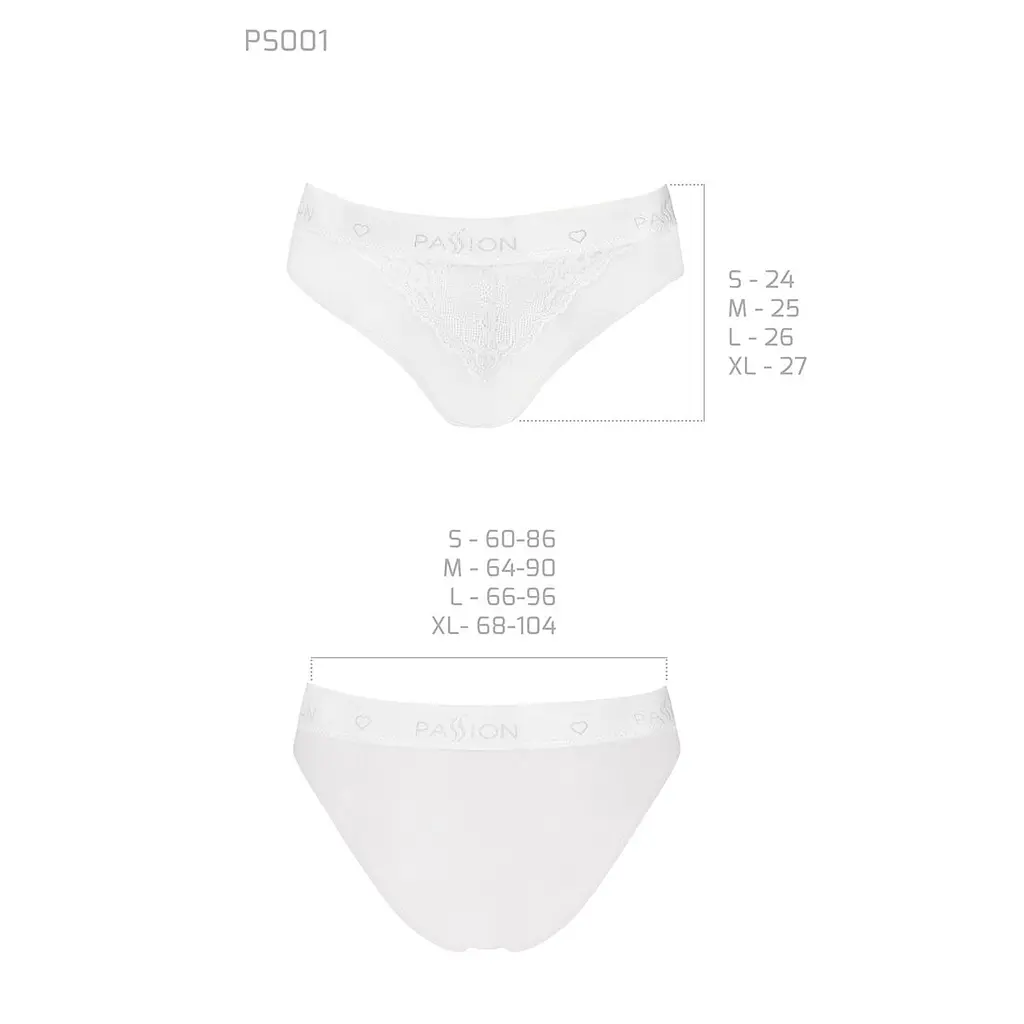 Трусики з широкою гумкою і мереживом Passion PS001 PANTIES M, white - фото 5