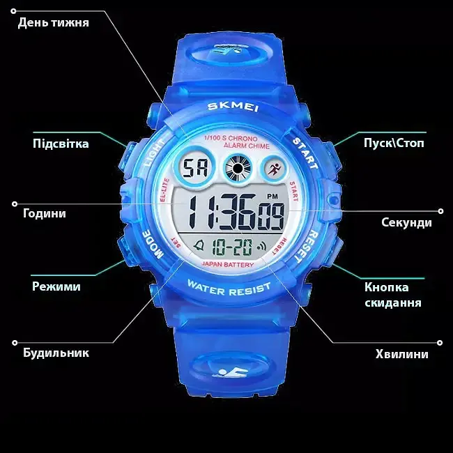 Детские спортивные наручные часы Skmei 1451 Синий - фото 5