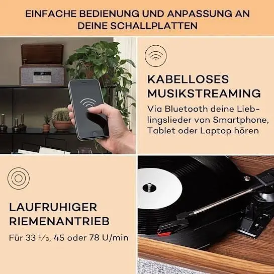 Проигрыватель винила Auna Bella Ann радио DAB+/FM USB Bluetooth (10041388) - фото 4