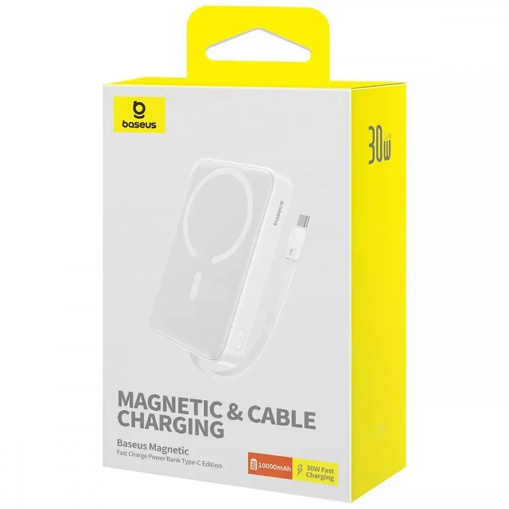 Універсальна мобільна батарея Baseus Magnetic Mini 10000mAh, 30W White (P1002210B223-00) - фото 7