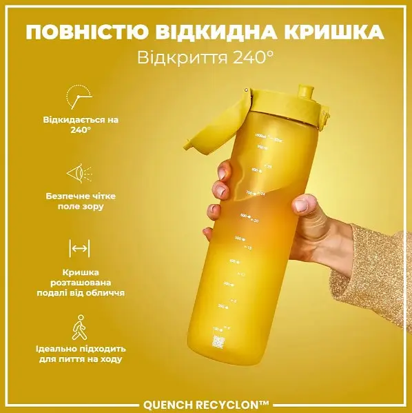 Пляшка для води ION8 1000 мл (ЕКО пляшка) BPA Free Yellow (I8RF1000YEL) - фото 3