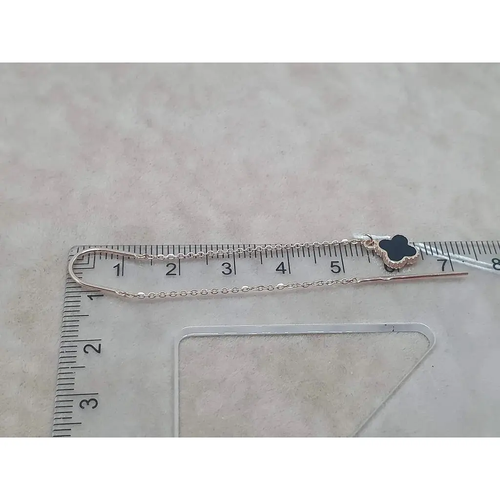 Золотые серьги-протяжки Tango Клевер с эмалью. 400278Е - фото 4