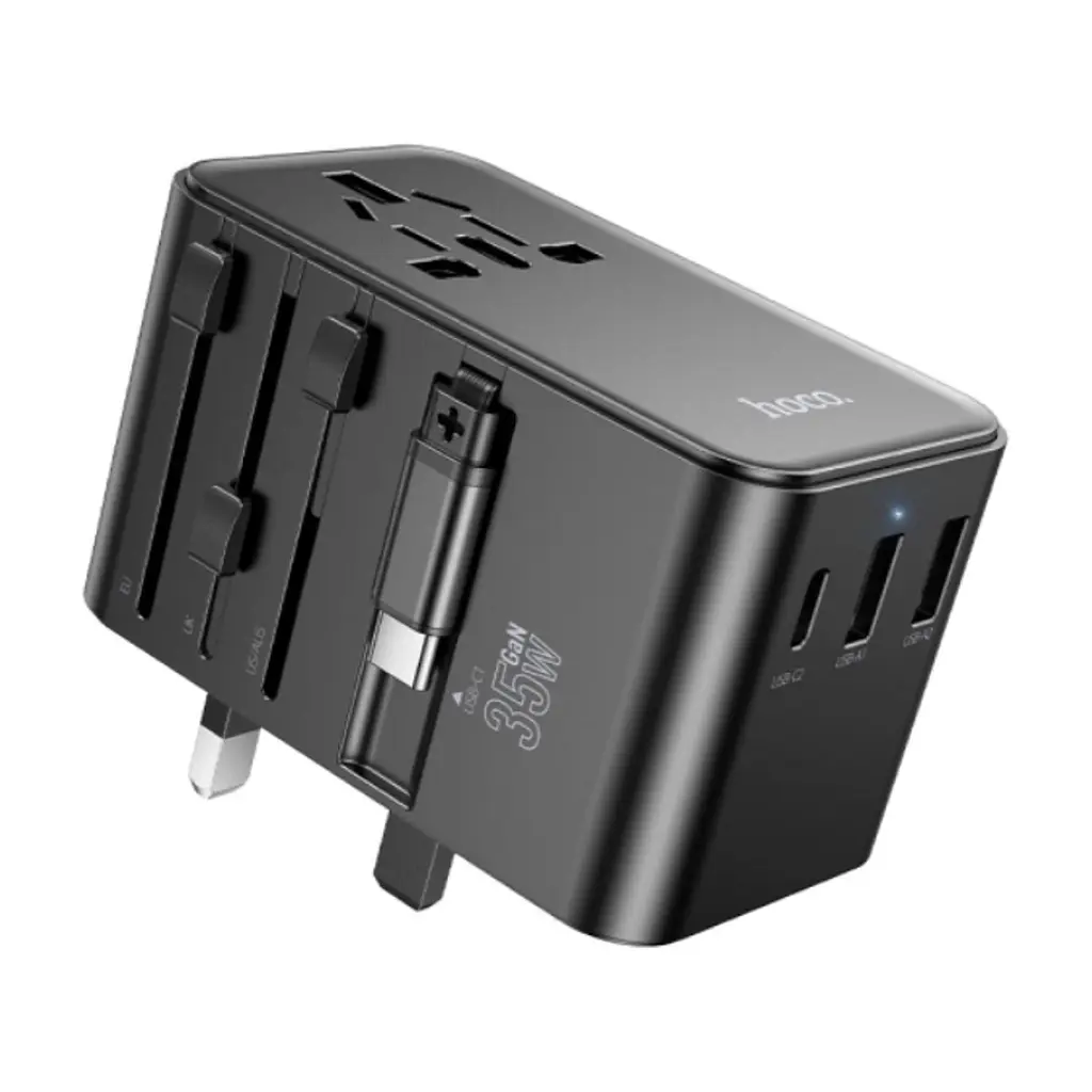 Мережевий фільтр живлення HOCO AC18A 1 роз, 2 USB, USB-C, 35W, 1,5м, Black (AC18AB) - фото 2
