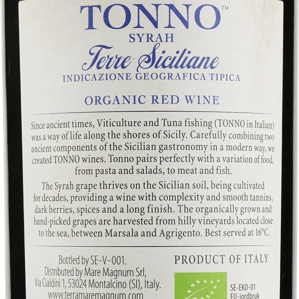 Вино Mare Magnum Syrah Tonno Organic, червоне, сухе, 14,5%, 0,75 л - фото 3