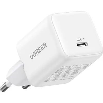 Зарядний пристрій Ugreen USB-C PD 30 Вт GaN білий (65009) - фото 2