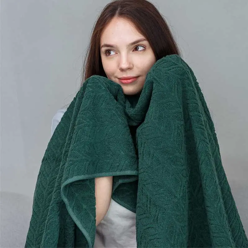 Набір жакардових рушників Lovely Svi для ванної, готелів, СПА, на подарунок, 70 х 140 см Milano зелений, 2 шт - фото 2