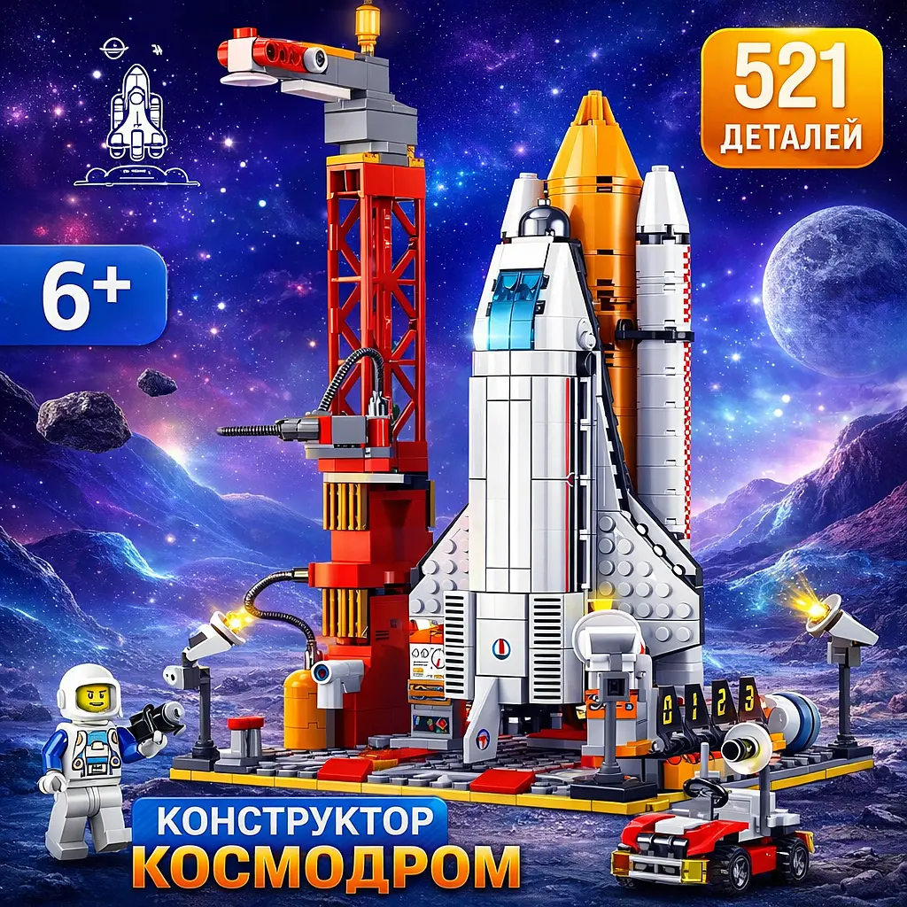 Конструктор Космічна станція Космодром Space Shuttle Космічна Ракета 521 деталь сумісний з Lego - фото 2