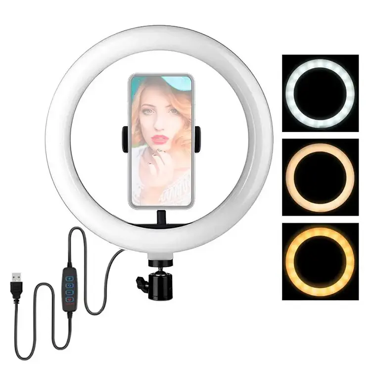 Лампа кільцева LED Ring Light 33 см зі штативом 210 см, тримачем телефона і регулюванням світла, 3 режими - фото 2