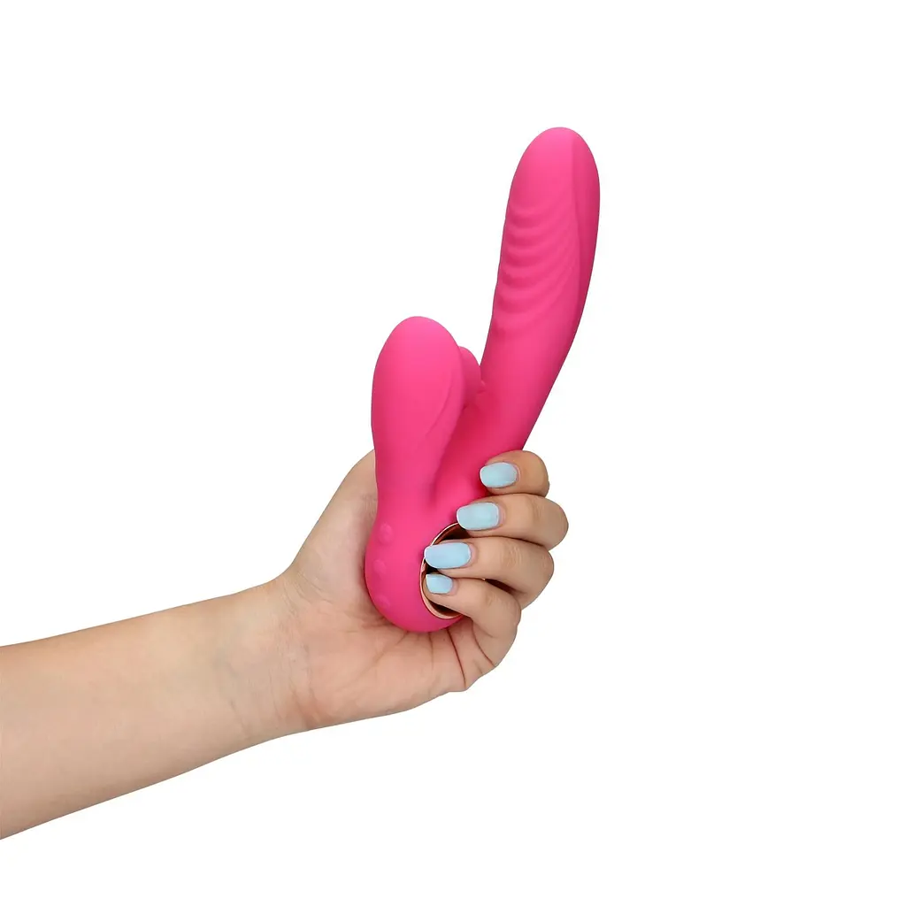 Вібратор-кролик Loveline Tongue Flickering and Heating, 21,5 см (рожевий) - фото 4