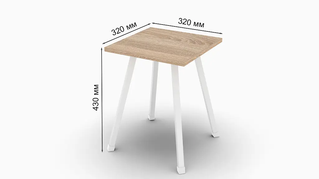 Табурет Ferrum-decor 430x320x320 Белый металл ДСП Дуб Сонома 16 мм (FRD-104643) - фото 3