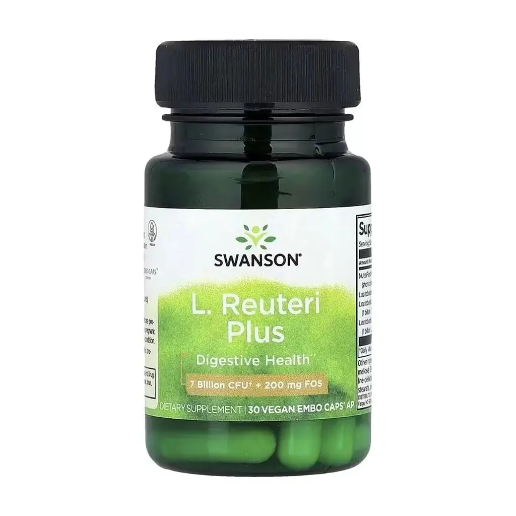 Вітамінно-мінеральний комплекс Swanson Пробіотик, 7 млрд КУО, Probiotic L. Reuteri Plus, 30 веганських капсу (SWV19025)