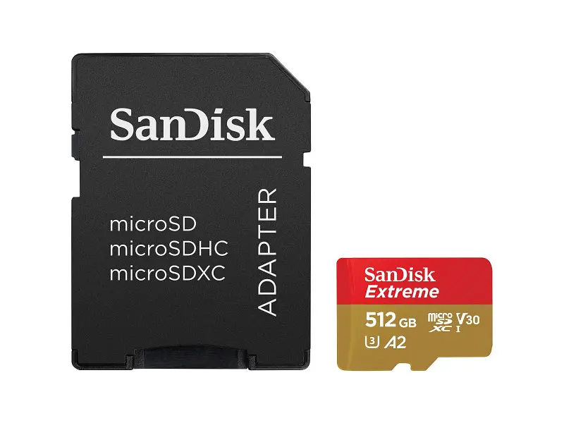 Карта пам'яті SanDisk Extreme microSDXC UHS-I U3 V30 A2 + SD-Adapter 512 GB (SDSQXAV-512G-GN6MA)