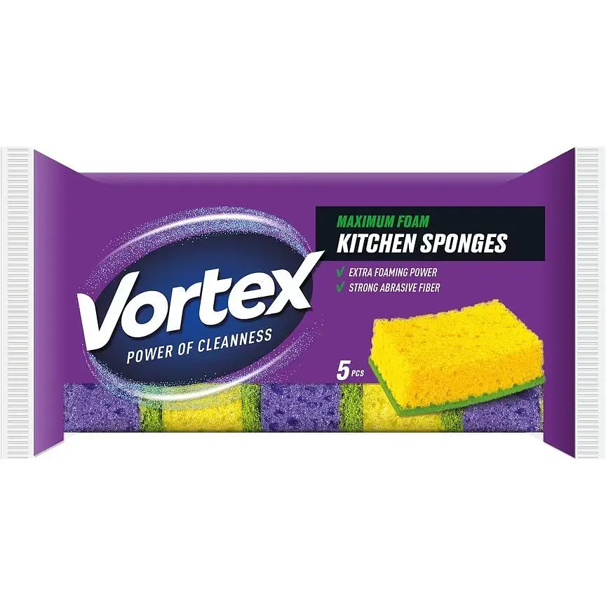 Губки кухонні Vortex Maximum Foam для миття посуду 5 шт.