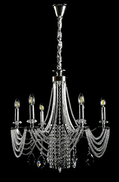 Сучасна підвісна кришталева люстра Splendid Ray L6008/6 (SILVER) - хром, 6xE14, діаметр 65 см, від 12 до 18 м2 - фото 2