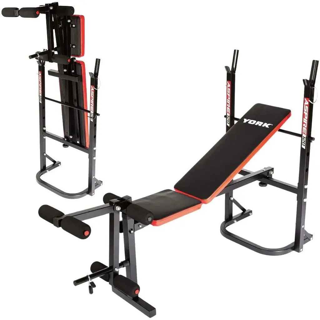 Скамья тренировочная York Fitness ASPIRE 120 складная со стойкой под штангу. - фото 7