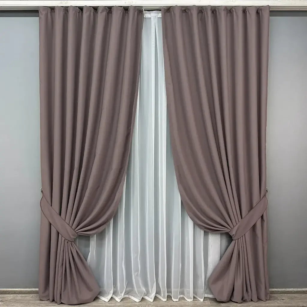 Комплект штор VR-Textil Midnight блекаут 2 шт 150x290 см бурий (1233ш) - фото 2