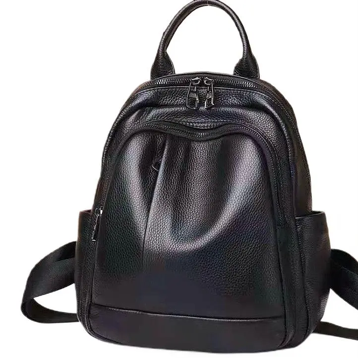 Шкіряний жіночий міський рюкзак на блискавці чорний 85271 Tiding Bag - фото 10