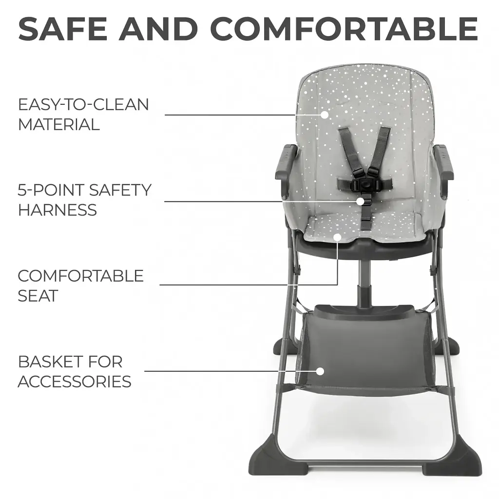 Стільчик для годування Kinderkraft Foldee Spotty Grey (KHFOLD00GRY000N) - фото 7