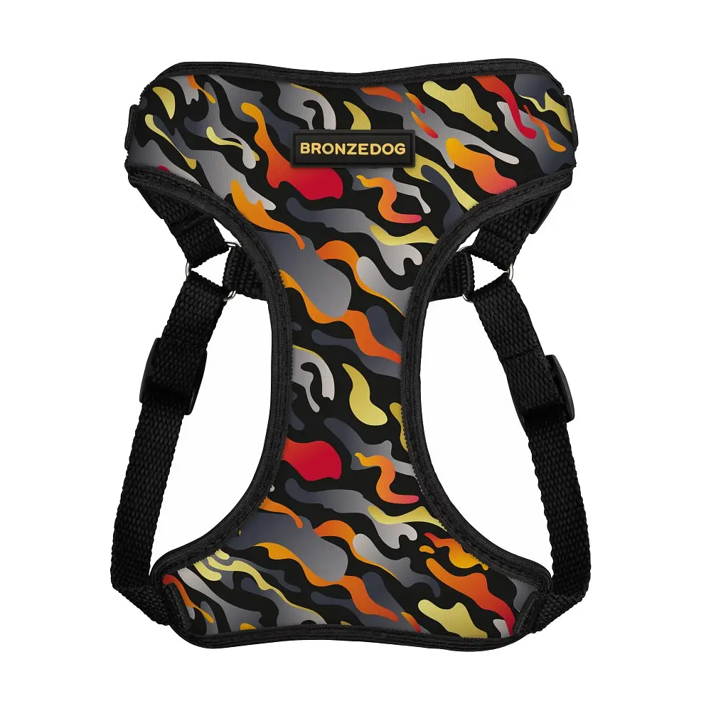 Шлея для собак Bronzedog Sport Гравитация M 22х20х2 см черно-серая - фото 2
