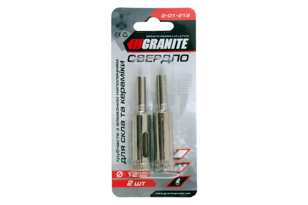 Коронка свердлильна за склом кераміки плитки мармуру Granite 12 мм (в упаковці 2 шт.) - фото 2