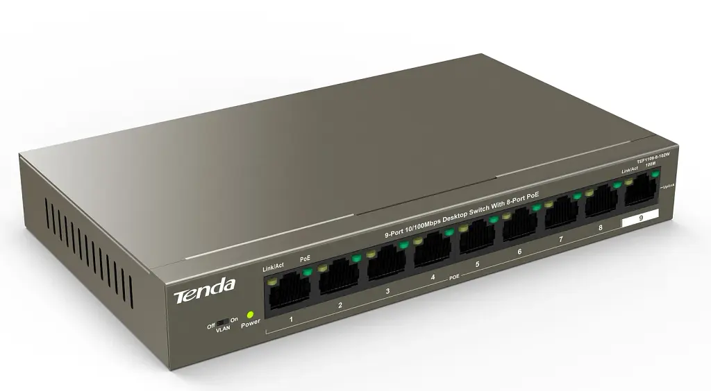 Комутатор мережевий Tenda TEF1109P-8-102W