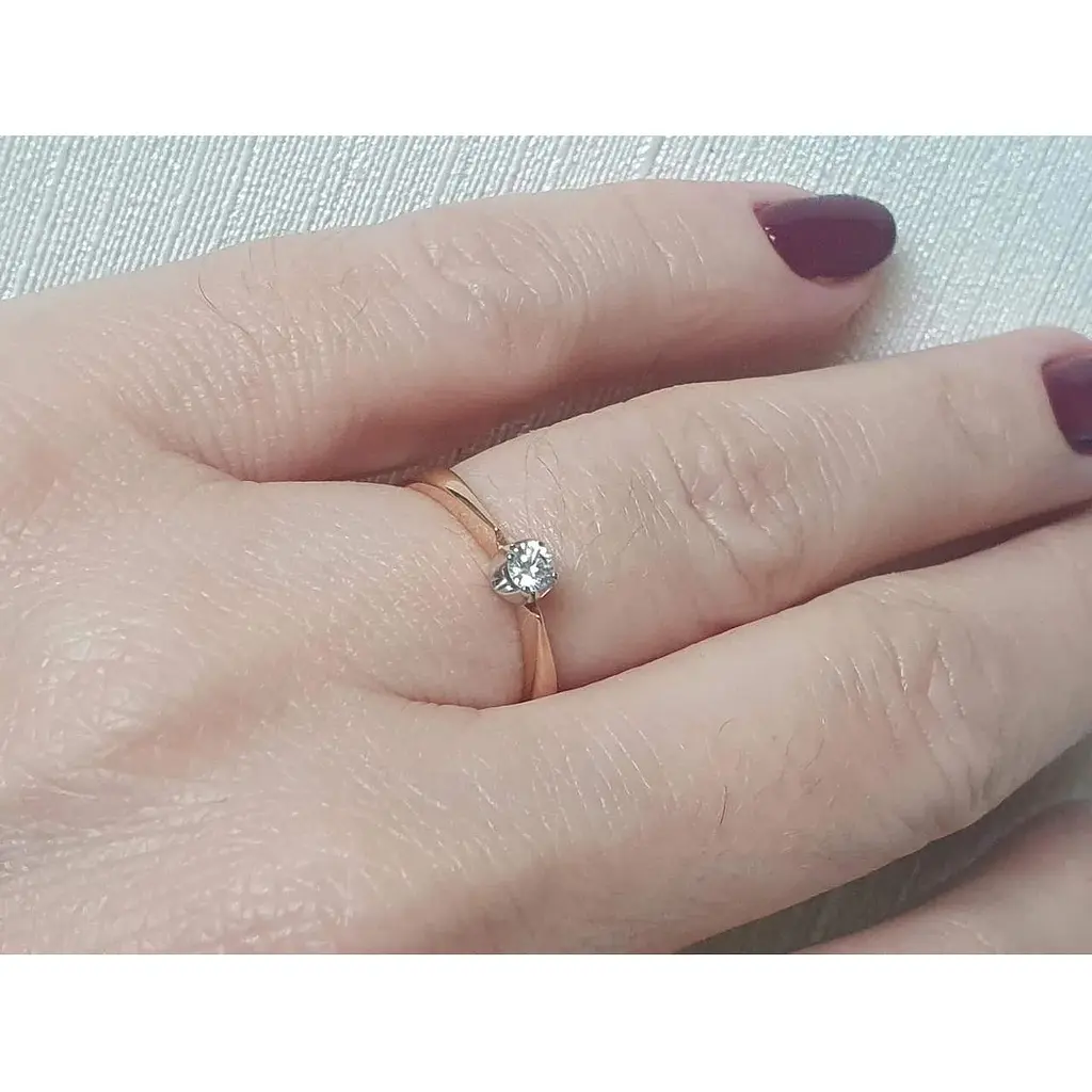 Золоте кільце Харківська ювелірна фабрика з фіанітом. 700030 17,5 - фото 2