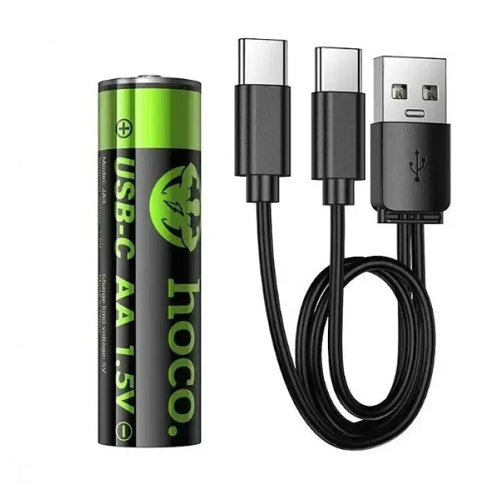 Акумулятори пальчик AA 3200 mAh 2 шт. з роз'ємом Type-C HOCO JA3 - фото 2