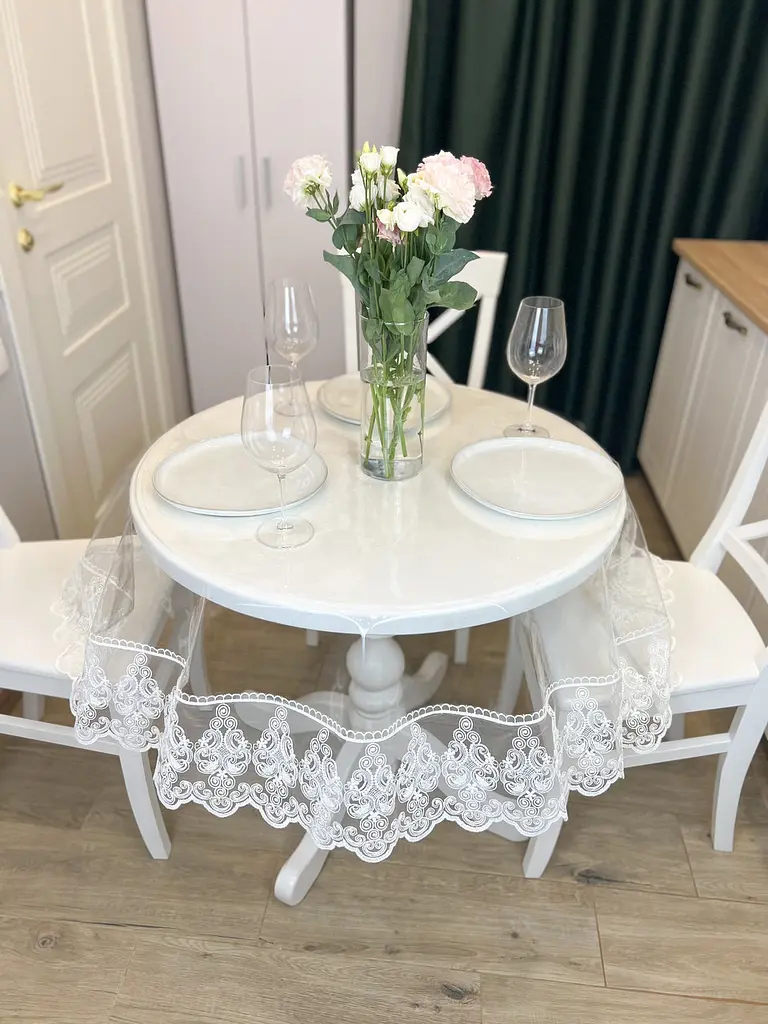 Силиконовая скатерть с молочным кружевом Петек 15 см 250х130 см - фото 6