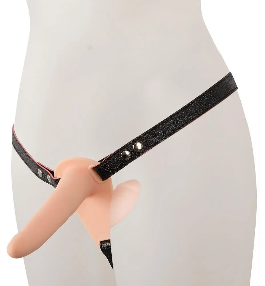 Двойной страпон Vibrating Double Strap-On 15.7 см телесный - фото 8
