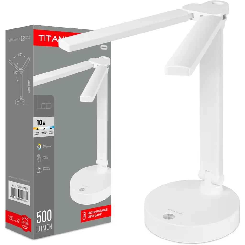 LED лампа настiльна з акумулятором TITANUM TLTF-015W 10W 3000-6000K (TLTF-015W)